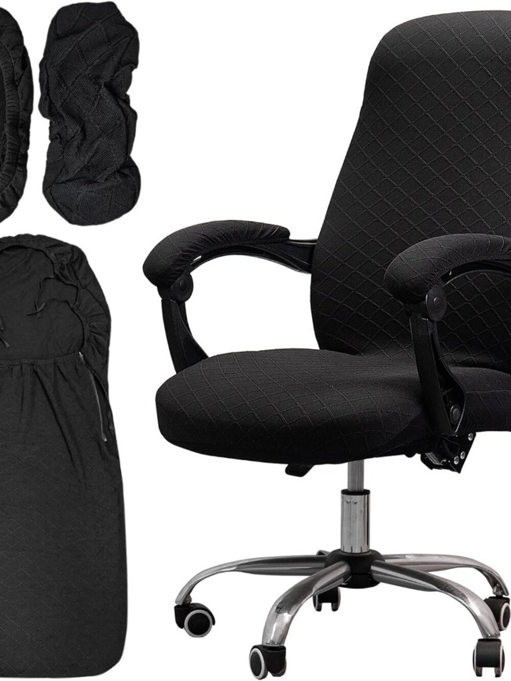 Office Chair Cover with Armrest Covers, Universal Stretch Desk Chair Cover, Comp